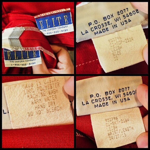 VTG 90s Cheerleader Uniform Outfit Shirt Pleated Skirt Red White RGS Sz XS USA - Picture 7 of 11